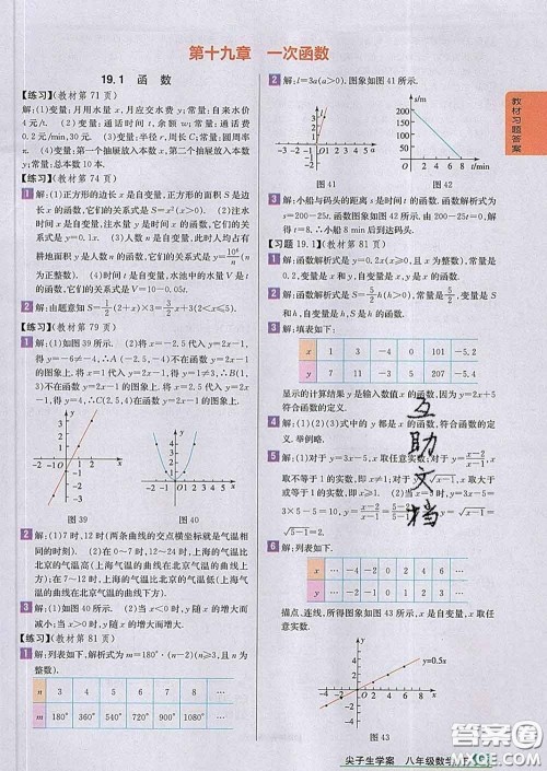 吉林人民出版社2020春尖子生学案八年级数学下册人教版答案