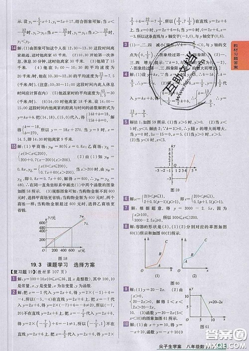 吉林人民出版社2020春尖子生学案八年级数学下册人教版答案