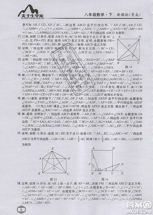 吉林人民出版社2020春尖子生学案八年级数学下册青岛版答案 吉林人民出版社2020春尖子生学案八年级数学下册青岛版答案