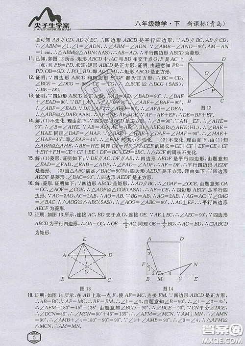 吉林人民出版社2020春尖子生学案八年级数学下册青岛版答案