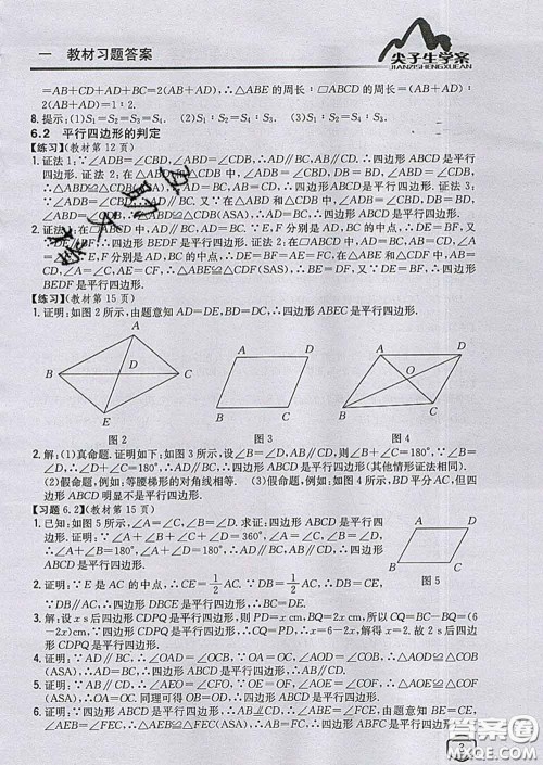 吉林人民出版社2020春尖子生学案八年级数学下册青岛版答案