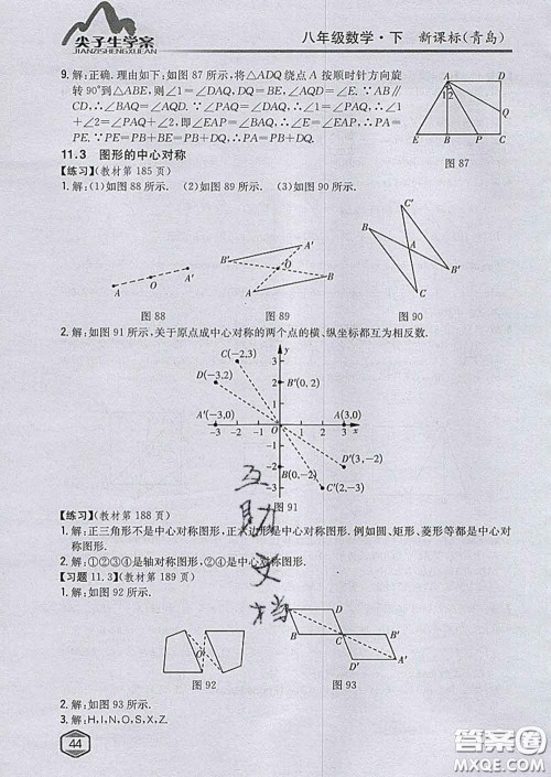 吉林人民出版社2020春尖子生学案八年级数学下册青岛版答案