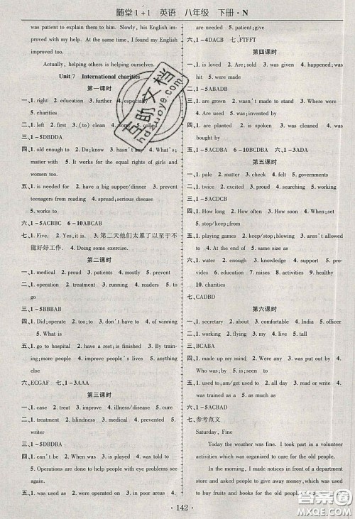 海韵图书2020年春随堂1+1导练八年级英语下册牛津版答案 海韵图书2020年春随堂1+1导练八年级英语下册牛津版答案