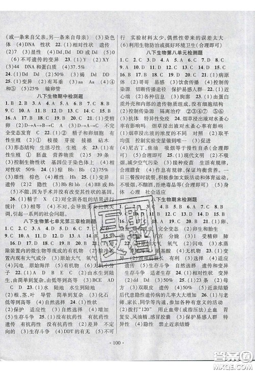 2020课堂导练1加5八年级生物下册人教版答案