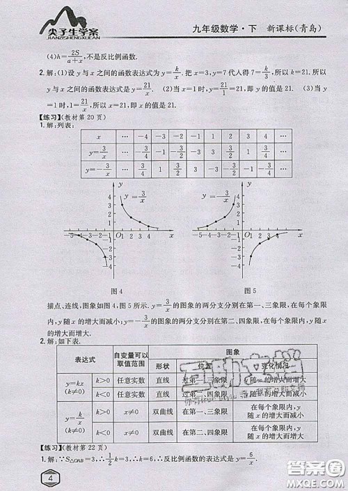 吉林人民出版社2020春尖子生学案九年级数学下册青岛版答案