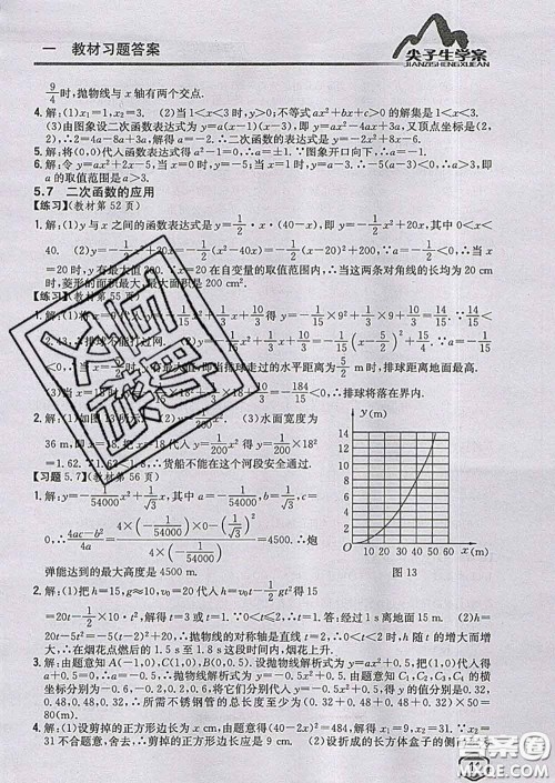 吉林人民出版社2020春尖子生学案九年级数学下册青岛版答案