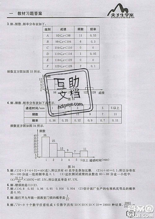 吉林人民出版社2020春尖子生学案九年级数学下册青岛版答案