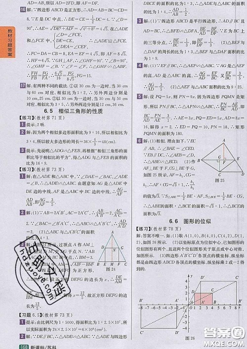 吉林人民出版社2020春尖子生学案九年级数学下册苏科版答案