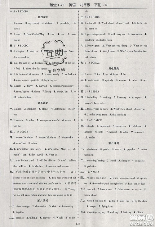 海韵图书2020年春随堂1+1导练九年级英语下册牛津版答案 海韵图书2020年春随堂1+1导练九年级英语下册牛津版答案