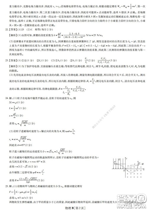 2020年名校学术联盟高考模拟信息卷押题卷物理答案