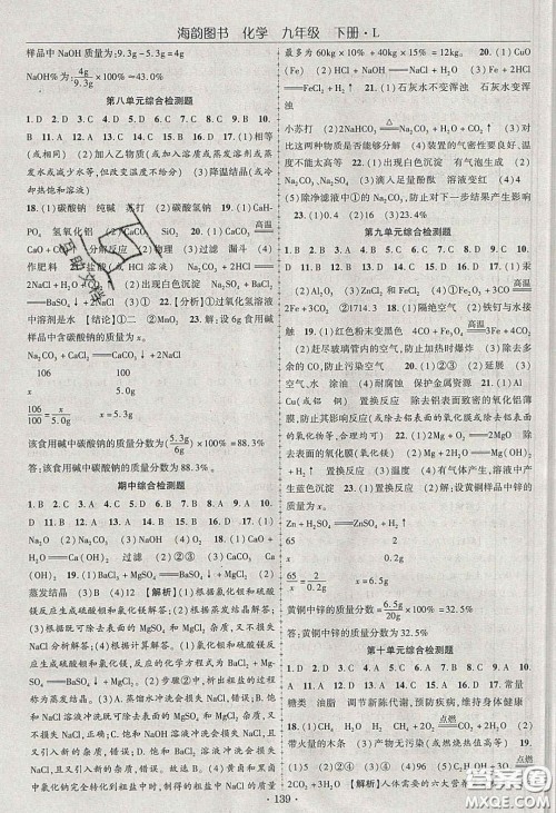 海韵图书2020年春随堂1+1导练九年级化学下册鲁教版答案 海韵图书2020年春随堂1+1导练九年级化学下册鲁教版答案