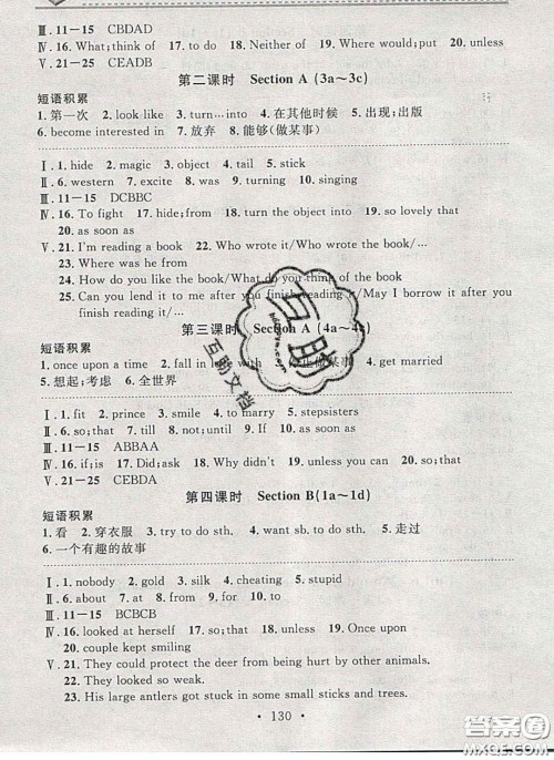 广东经济出版社2020年名校课堂小练习八年级英语下册人教版答案