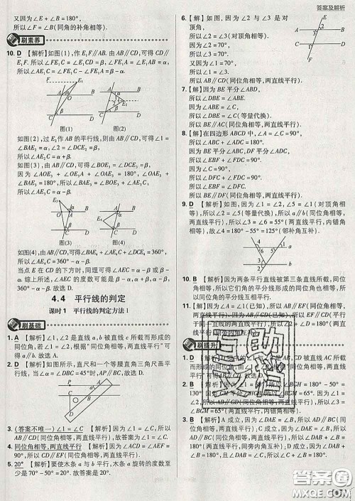 开明出版社2020春初中必刷题七年级数学下册湘教版答案