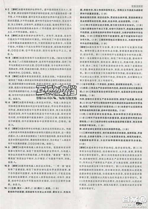 开明出版社2020春初中必刷题九年级道德与法治下册人教版答案 开明出版社2020春初中必刷题九年级道德与法治下册人教版答案