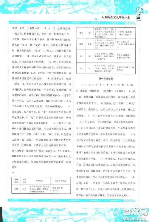 2020年课程基础训练语文九年级下册人教版参考答案 2020年课程基础训练语文九年级下册人教版参考答案