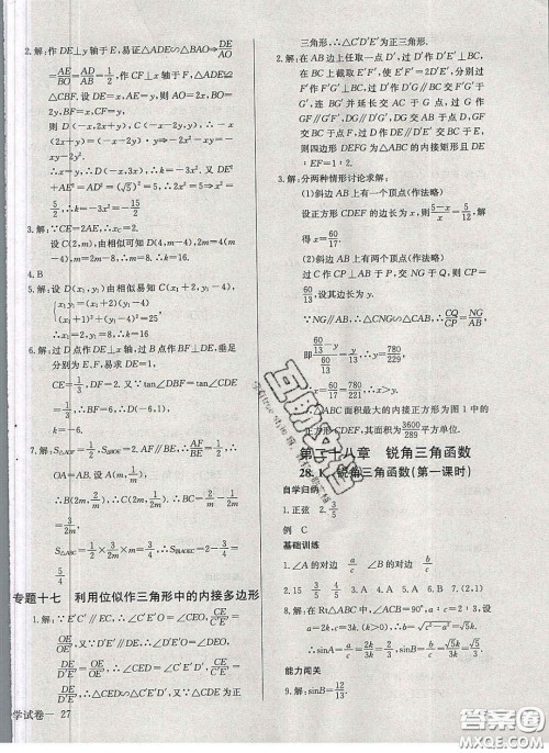 2020乐学课堂课时学讲练九年级化学下册人教版答案