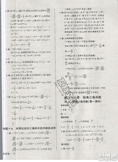 2020乐学课堂课时学讲练九年级化学下册人教版答案