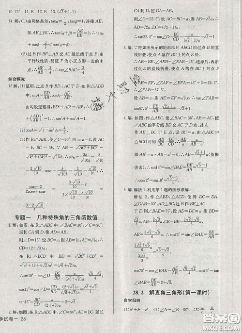 2020乐学课堂课时学讲练九年级化学下册人教版答案