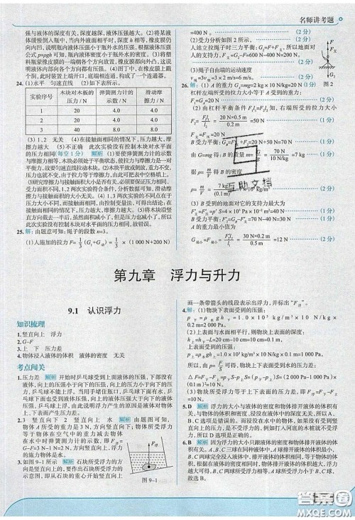 2020年走进中考考场八年级物理下册粤沪版答案