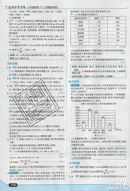 2020年走进中考考场八年级数学下册湘教版答案