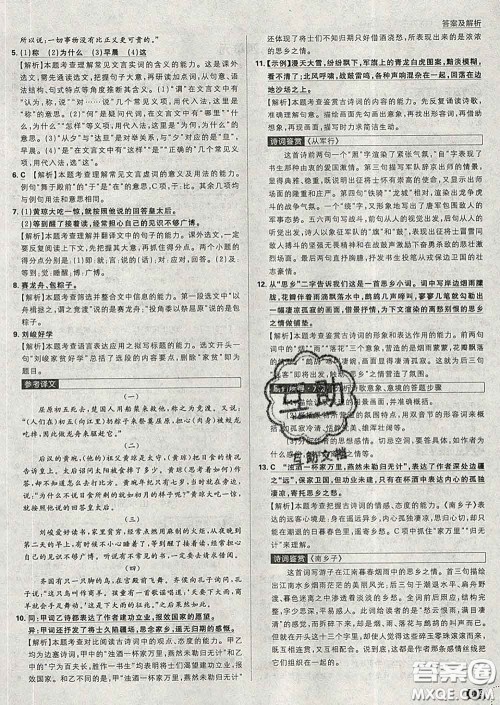 开明出版社2020春初中必刷题九年级语文下册人教版答案