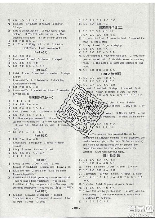 2020春同行课课100分过关作业六年级英语下册人教版答案