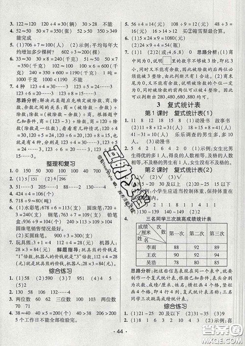 2020春同行课课100分过关作业三年级数学下册人教版答案