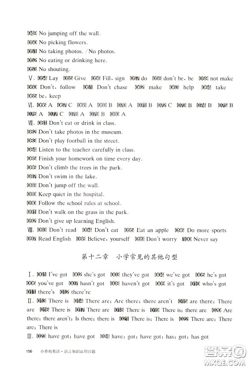 2020修订版百题大过关小升初英语语言知识运用百题参考答案