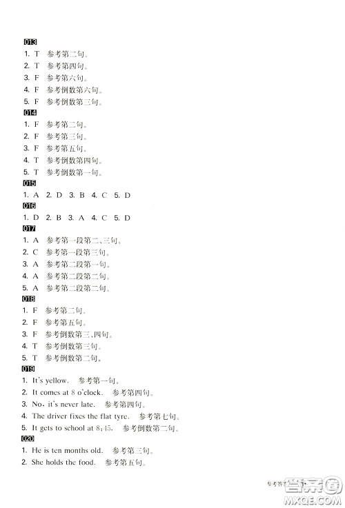2020修订版百题大过关小升初英语阅读与写作百题参考答案