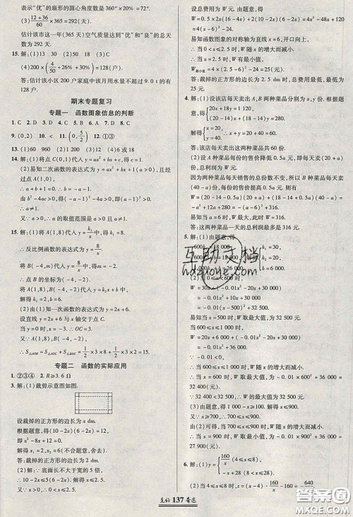 2020年见证奇迹英才学业设计与反馈九年级数学下册华师大版答案