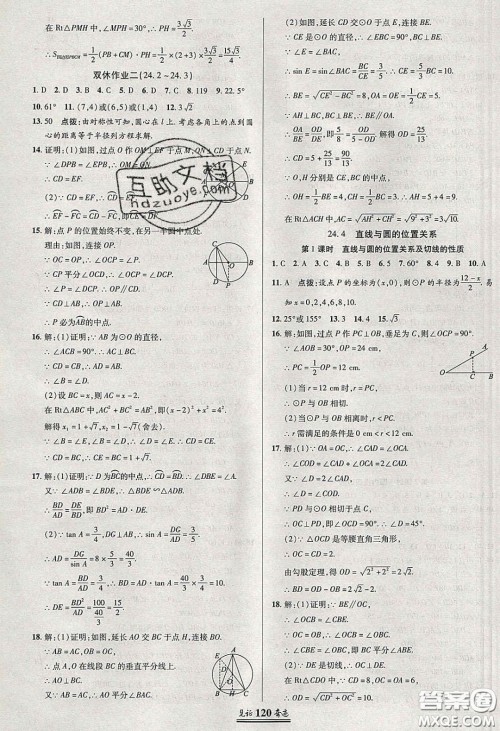 2020年见证奇迹英才学业设计与反馈九年级数学下册沪科版答案