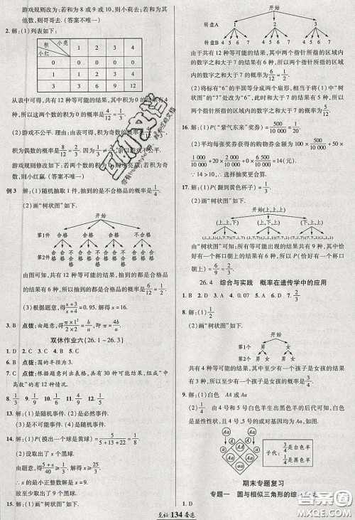 2020年见证奇迹英才学业设计与反馈九年级数学下册沪科版答案