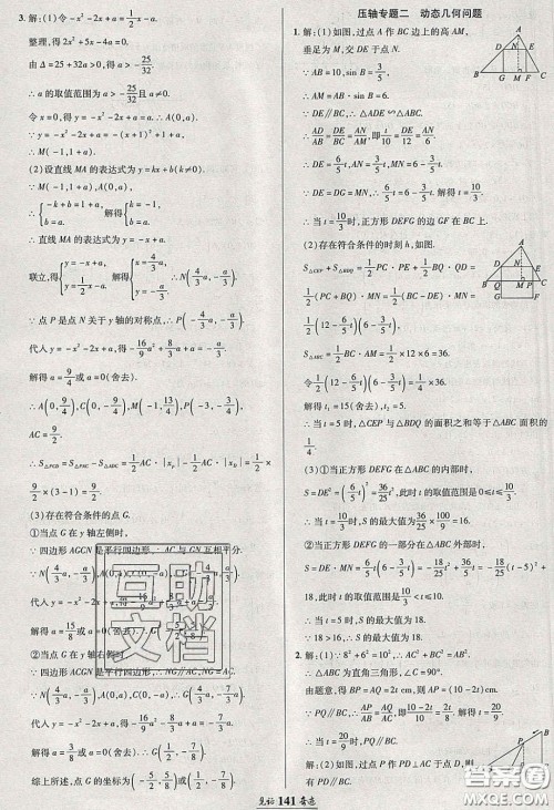 2020年见证奇迹英才学业设计与反馈九年级数学下册沪科版答案