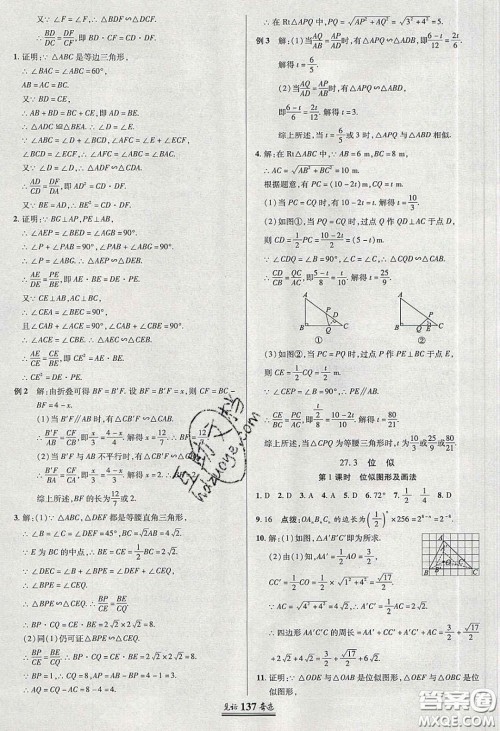 2020年见证奇迹英才学业设计与反馈九年级数学下册人教版答案