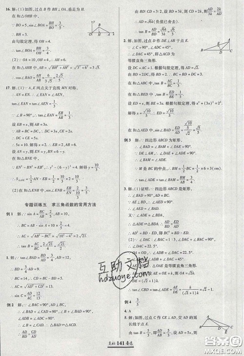 2020年见证奇迹英才学业设计与反馈九年级数学下册人教版答案