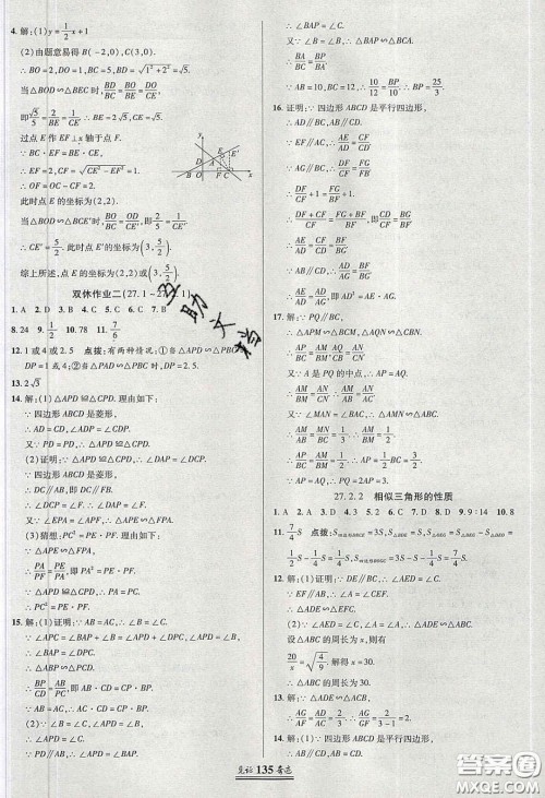 2020年见证奇迹英才学业设计与反馈九年级数学下册人教版答案