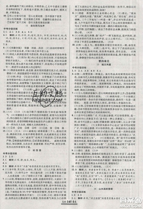 世纪英才2020年见证奇迹英才学业设计与反馈九年级语文下册人教版答案