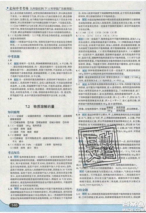 2020春走进中考考场九年级化学下册科粤版答案