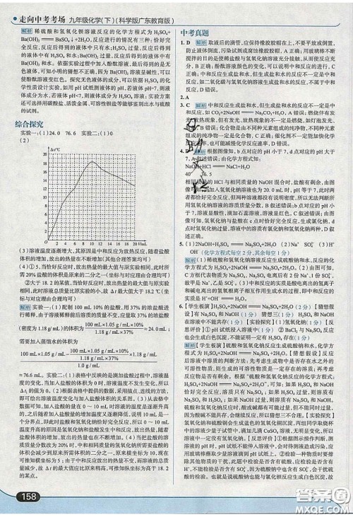 2020春走进中考考场九年级化学下册科粤版答案