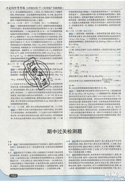 2020春走进中考考场九年级化学下册科粤版答案