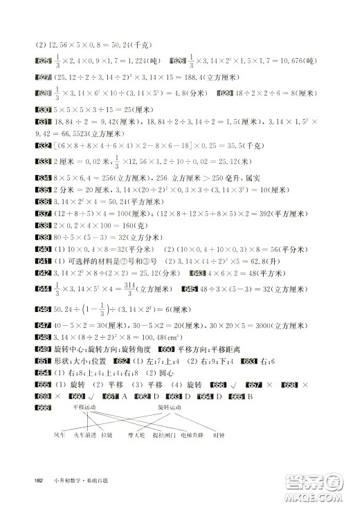 2020修订版百题大过关小升初数学基础百题参考答案 2020修订版百题大过关小升初数学基础百题参考答案