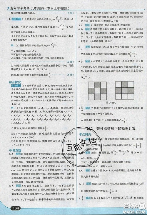 2020春走进中考考场九年级下册数学沪科版答案