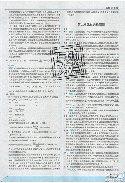 2020春走进中考考场九年级下册化学鲁教版答案