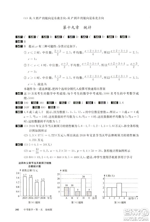 2020修订版百题大过关中考数学第一关基础题参考答案