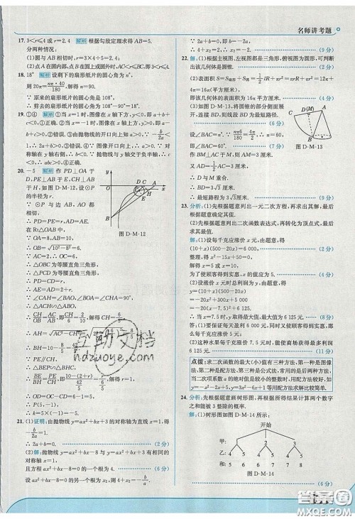 2020春走进中考考场九年级数学下册冀教版答案