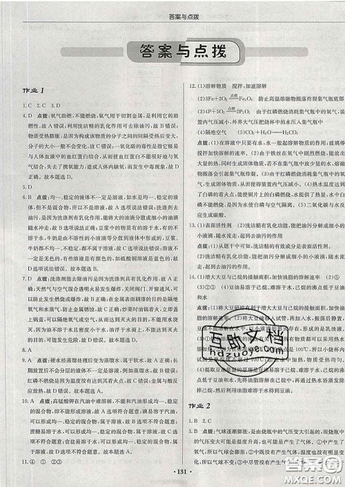 龙门书局2020新版启东中学作业本九年级化学下册人教版答案