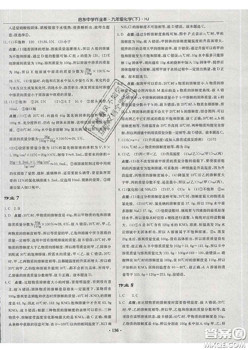 龙门书局2020新版启东中学作业本九年级化学下册人教版答案