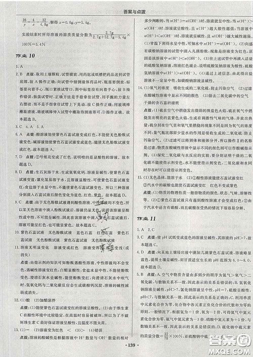 龙门书局2020新版启东中学作业本九年级化学下册人教版答案