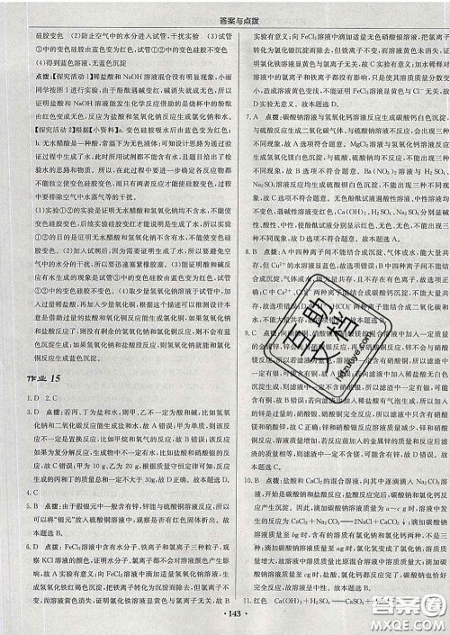 龙门书局2020新版启东中学作业本九年级化学下册人教版答案