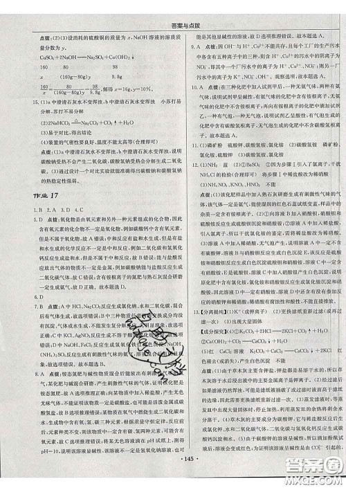 龙门书局2020新版启东中学作业本九年级化学下册人教版答案